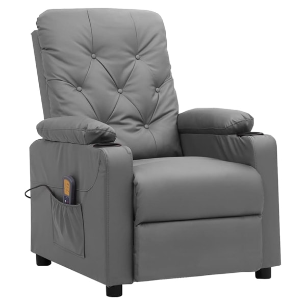vidaXL Massagefåtölj grå konstläder grå
