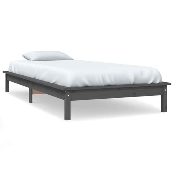 vidaXL Sängram grå 100x200 cm massiv furu Grå