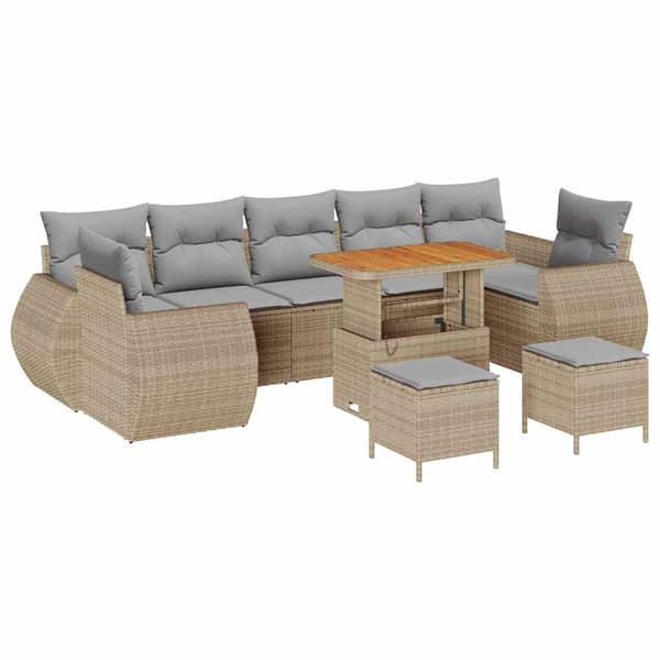 vidaXL Trädgårdsoffset 10 st Beige konstrotting Beige