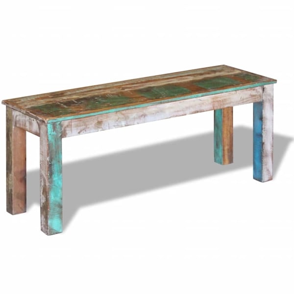 vidaXL Bänk i massivt återvunnet trä 110x35x45 cm multifärg