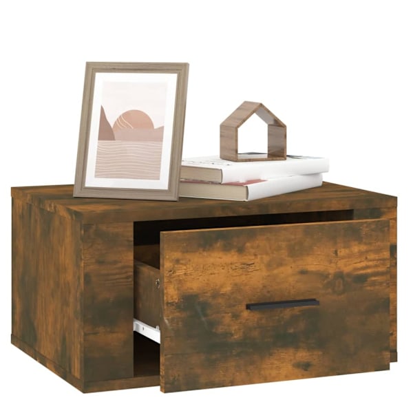vidaXL Väggmonterat sängbord rökfärgad ek 50x36x25 cm Brun