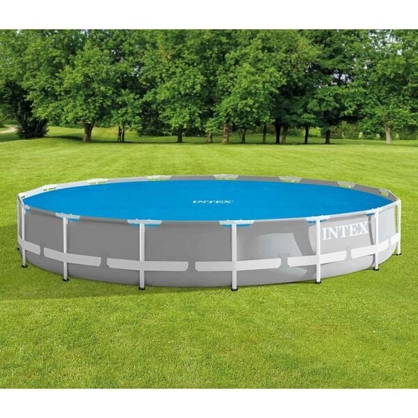 INTEX Poolöverdrag solenergi blå 448 cm polyeten Blå