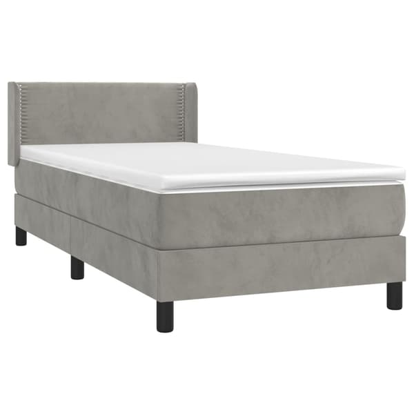 vidaXL Ramsäng med madrass ljusgrå 100x200 cm sammet Grå