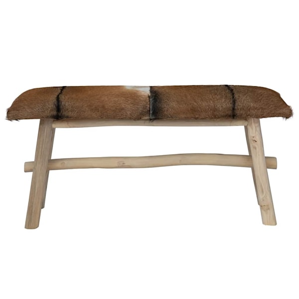 vidaXL Bänk äkta läder teak multifärg