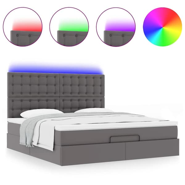 vidaXL Ottoman sängram med madrass grå 160x200 cm konstläder Grå
