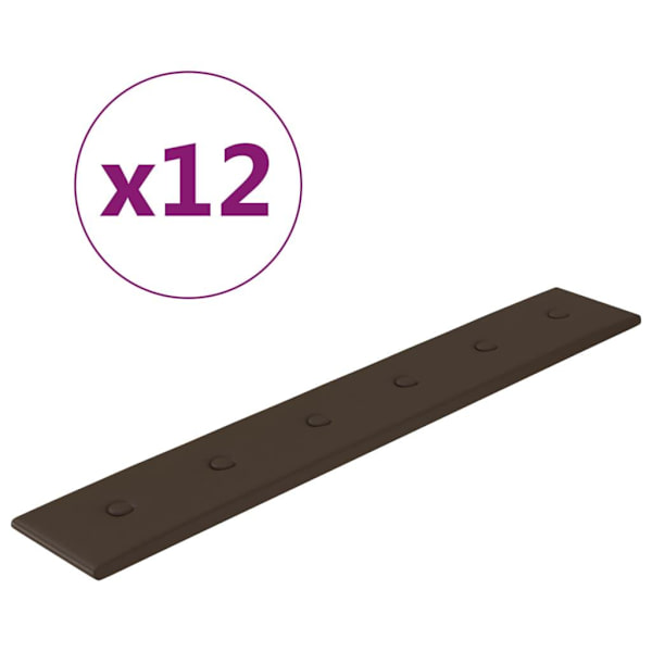 vidaXL Väggpaneler 12 st brun 90x15 cm konstläder 1,62 m² Brun