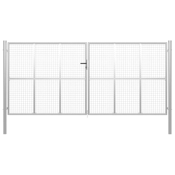 vidaXL Trädgårdsgrind galvaniserat stål 400x200 cm silver Silver