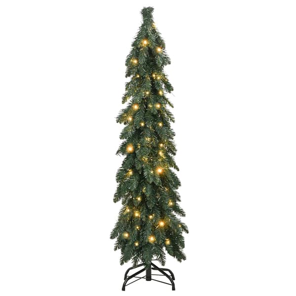 vidaXL Belyst plastgran med 80 LEDs 150 cm Grön