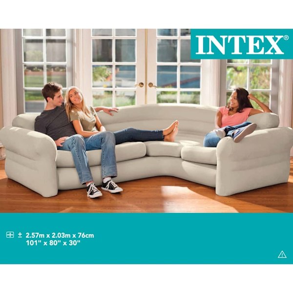 INTEX Uppblåsbar hörnsoffa 257x203x76 cm 68575NP Beige