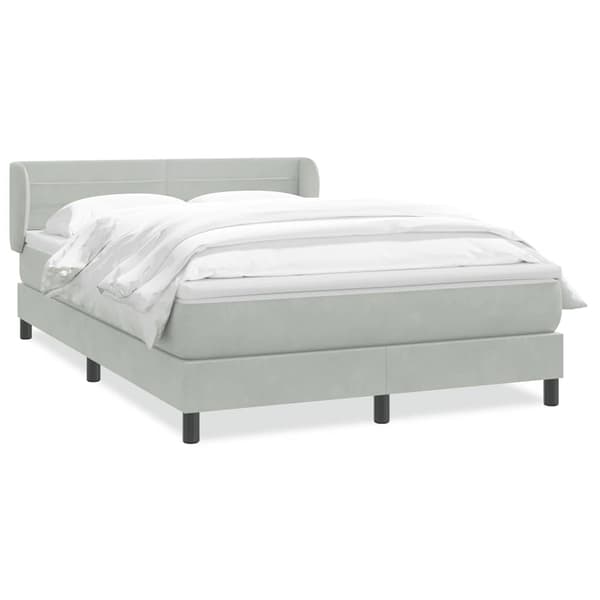 vidaXL Ramsäng med madrass ljusgrå 160x220 cm sammet Grå