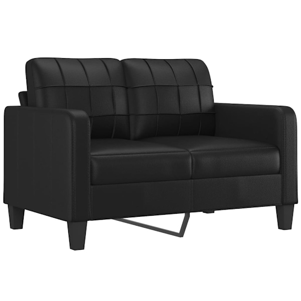 vidaXL 2-sits soffa med prydnadskuddar svart 120 cm konstläder Svart
