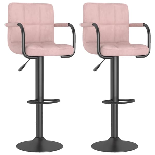 vidaXL Barstolar 2 st rosa sammet Rosa