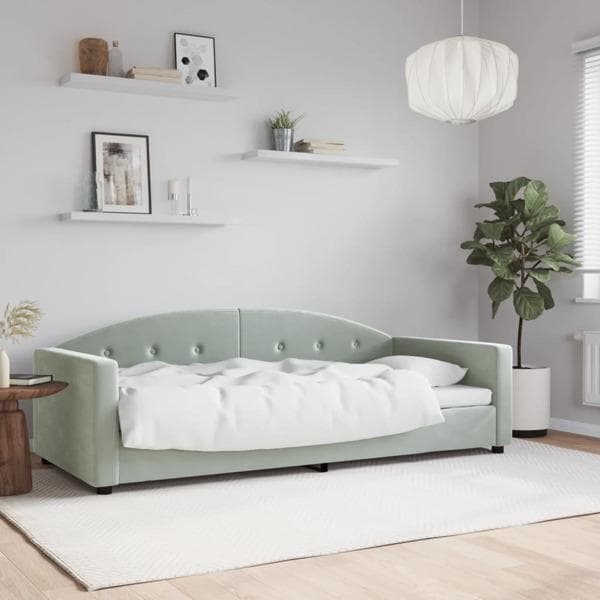 vidaXL Dagbädd ljusgrå 90x200 cm sammet Grå