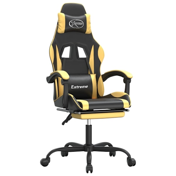 vidaXL Snurrbar gamingstol med fotstöd svart och guld konstläder Guld