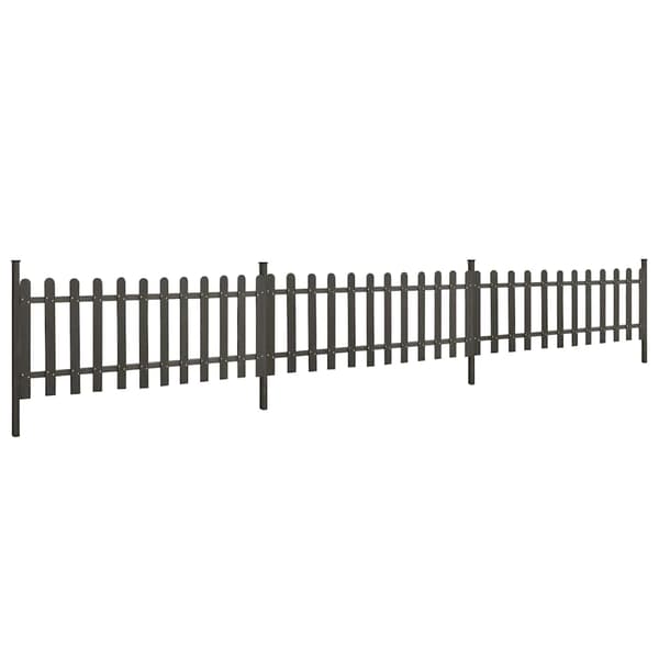 vidaXL Staket med stolpar 3 st WPC 614x80 cm grå