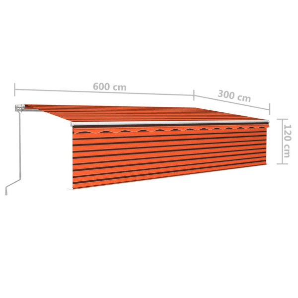 vidaXL Manuell markis med rullgardin 6x3 m orange/brun Orange