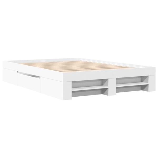 vidaXL Sängram vit 135x190 cm konstruerat trä Vit