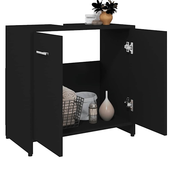 vidaXL Badrumsskåp svart 60x33x61 cm konstruerat trä Svart