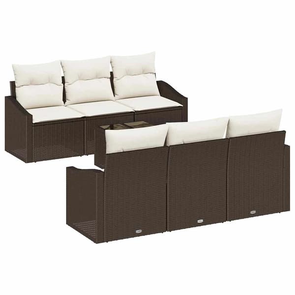 vidaXL Soffset 7 st Brun och Kräm konstrotting Brun