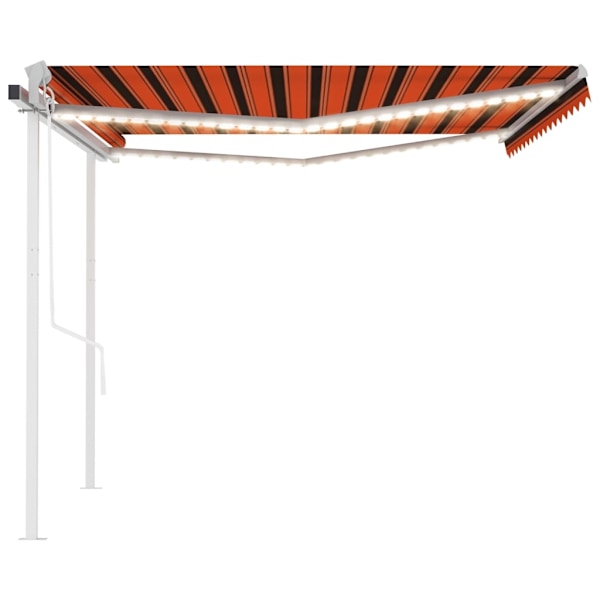 vidaXL Automatisk markis med vindsensor & LED 4,5x3 m orange/brun Orange