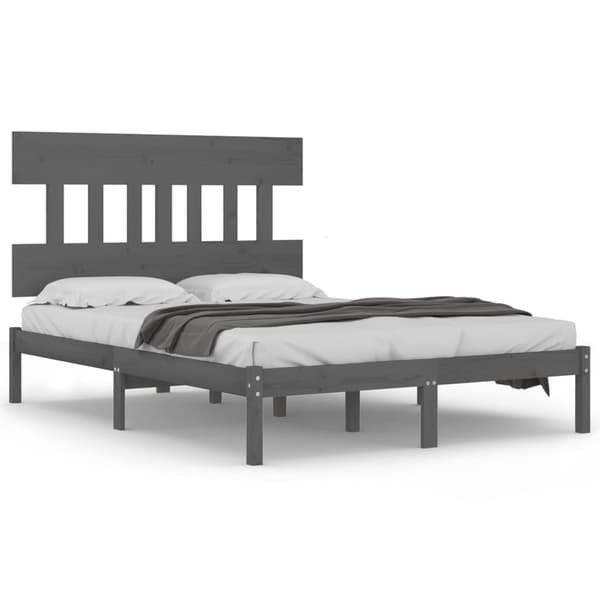 vidaXL Sängram grå massivt trä 140x190 cm Grå