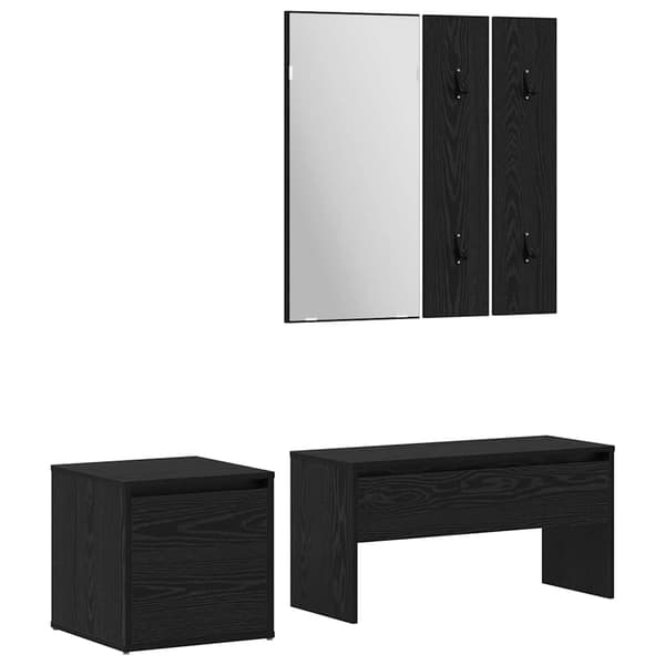 vidaXL Hallmöbelset 5 st Svart ek Konstruerat trä art