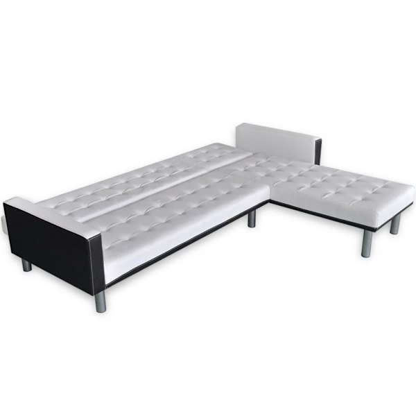 vidaXL L-formad bäddsoffa konstläder vit Vit