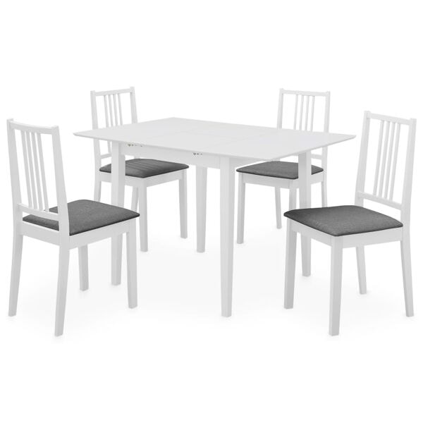 vidaXL Matgrupp 5 delar MDF vit Vit