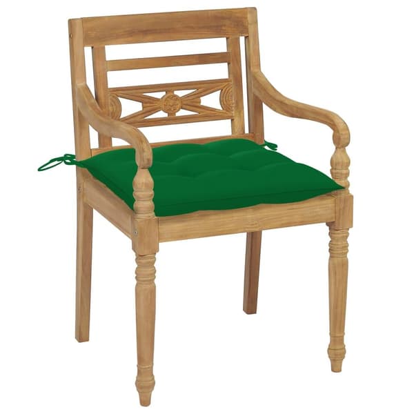 vidaXL Bataviastolar med dynor 4 st massiv teak Grön