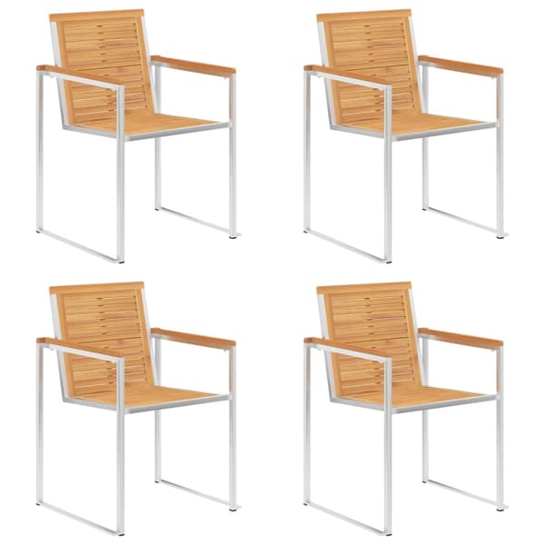 vidaXL Trädgårdsstolar med dynor 4 st massiv teak Blå