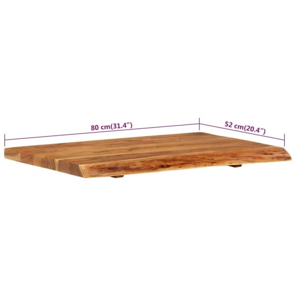 vidaXL Bänkskiva för badrum massivt akaciaträ 80x52x3,8 cm