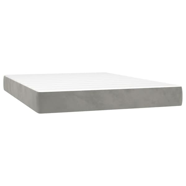 vidaXL Ramsäng med madrass ljusgrå 140x200 cm sammet Grå