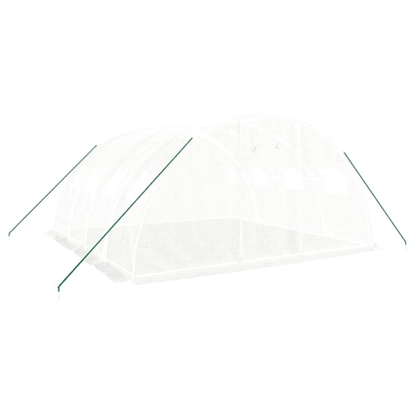 vidaXL Växthus med stålram vit 16 m² 4x4x2 m Vit