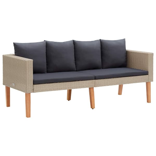 vidaXL Trädgårdssoffa 2-sits med dynor konstrotting beige Beige