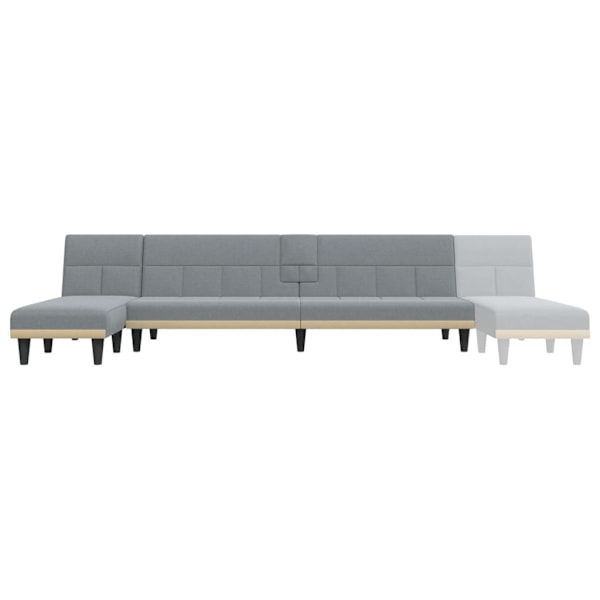vidaXL L-formad bäddsoffa ljusgrå 255x140x70 cm tyg Grå