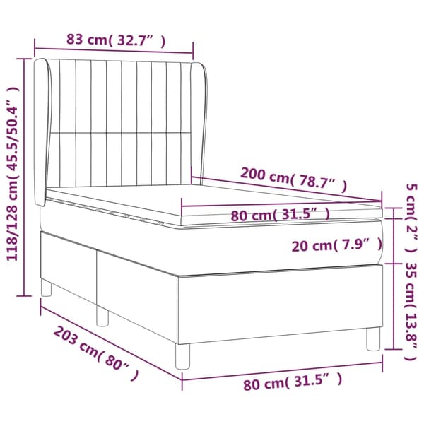 vidaXL Ramsäng med madrass ljusgrå 80x200 cm tyg Grå