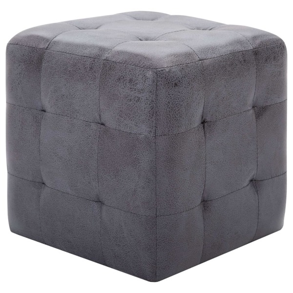 vidaXL Sittpuff 2 st grå 30x30x30 cm konstmocka grå