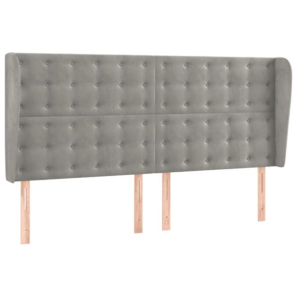 vidaXL Ramsäng med madrass & LED ljusgrå 180x200 cm sammet Grå