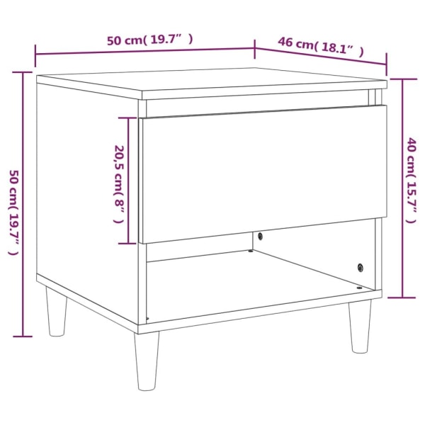 vidaXL Sängbord 2 st vit 50x46x50 cm konstruerat trä Vit