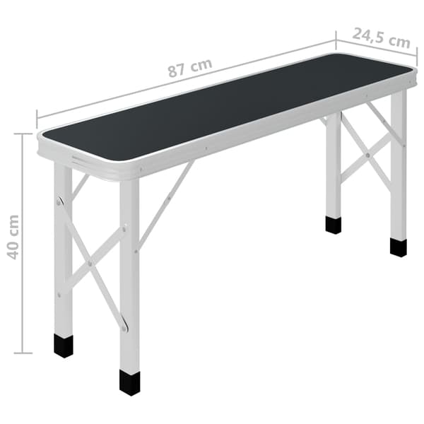 vidaXL Hopfällbart campingbord med 2 bänkar aluminium grå grå