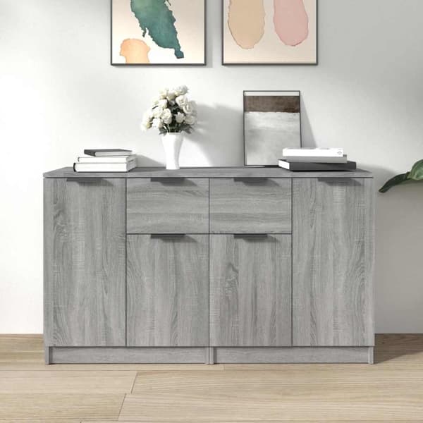 vidaXL Skänk 2 delar grå sonoma 60x30x70 cm konstruerat trä Grå
