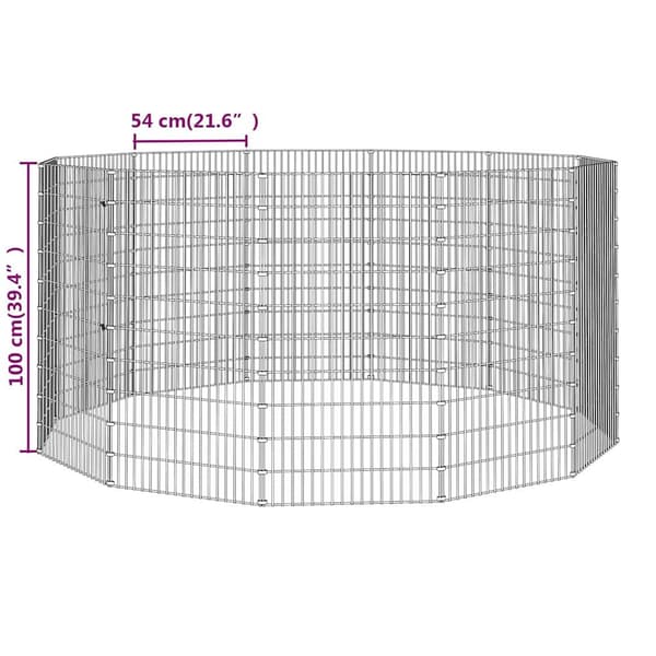 vidaXL Kaninhage 12 paneler 54x100 cm galvaniserat järn Silver