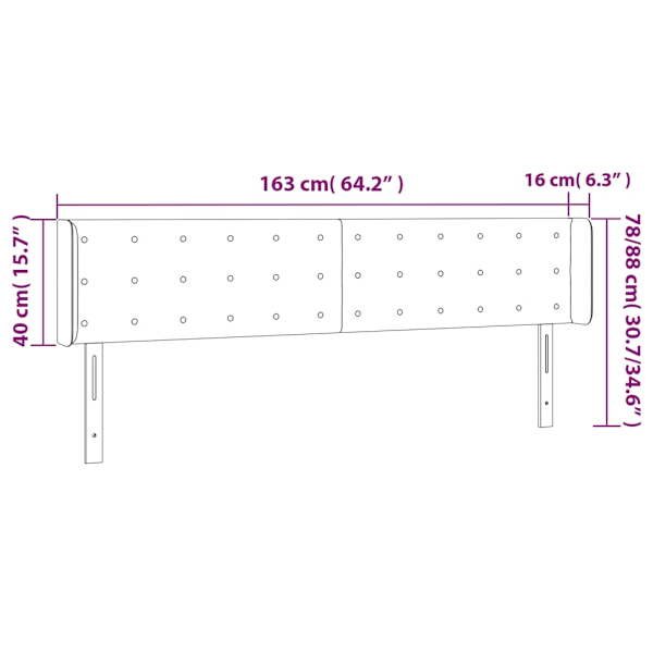 vidaXL Sänggavel med kanter svart 163x16x78/88 cm konstläder Svart