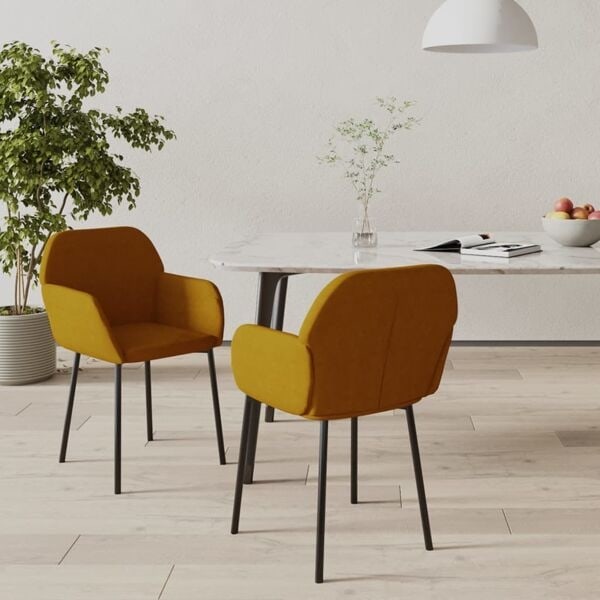 vidaXL Matstolar 2 st brun sammet Brun