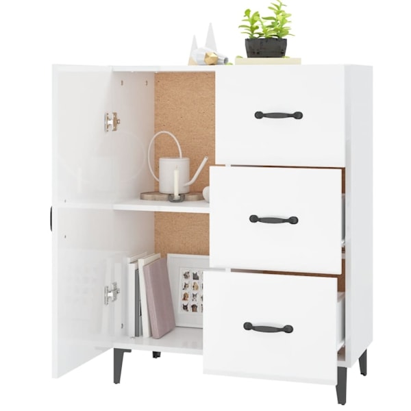 vidaXL Skänk vit högglans 69,5x34x90 cm konstruerat trä Vit