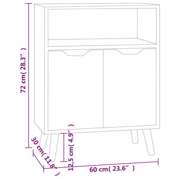 vidaXL Skänk grå 60x30x72 cm konstruerat trä grå