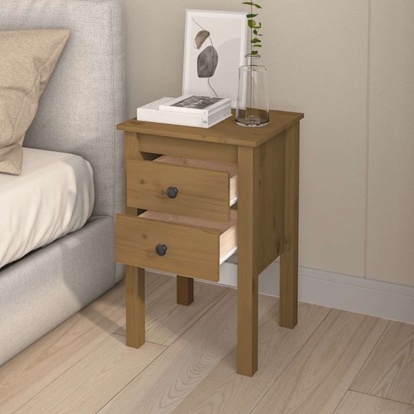 vidaXL Sängbord 2 st honungsbrun 40x35x61,5 cm massiv furu Brun