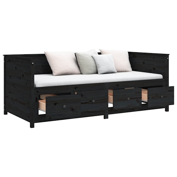 vidaXL Dagbädd svart 100x200 cm massiv furu Svart