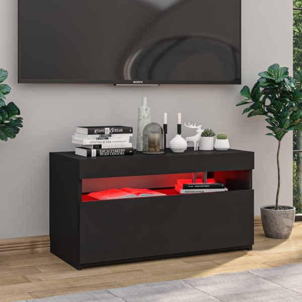 vidaXL Tv-bänk med LED-belysning svart 75x35x40 cm Svart