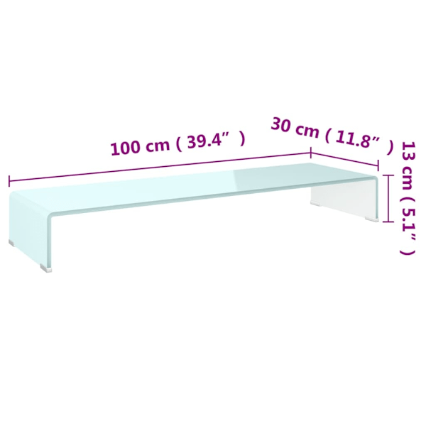 vidaXL TV-bord glas vit 100x30x13 cm Vit